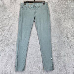 AG Adriano Goldschmied Jeans Womens 27 Zip-Up Legging Ankle Green Made USA